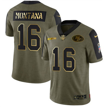 Joe Montana San Francisco 49ers olive Salute To Service jersey