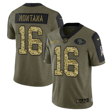 Joe Montana San Francisco 49ers olive Salute To Service jersey