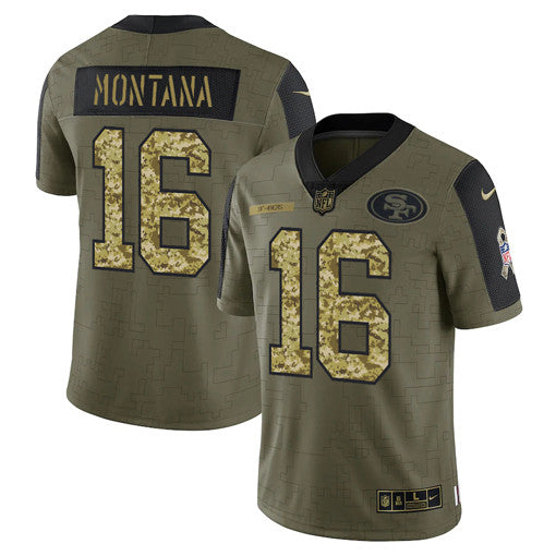 Joe Montana San Francisco 49ers olive Salute To Service jersey