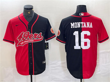 Joe Montana San Francisco 49ers red Split jersey