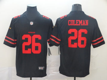 Tevin Coleman San Francisco 49ers black Vapor jersey