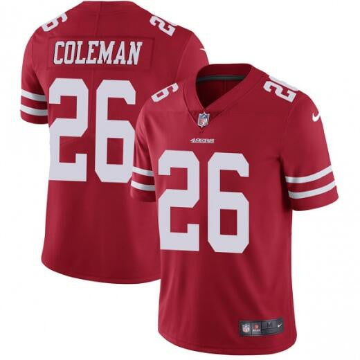 Tevin Coleman San Francisco 49ers red Vapor jersey