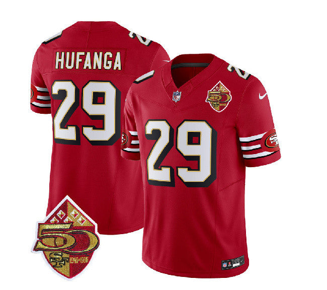 Talanoa Hufanga San Francisco 49ers red Throwback jersey