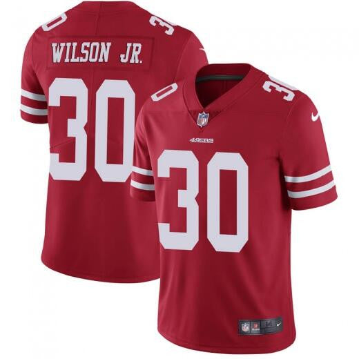 Jeff Wilson Jr San Francisco 49ers red Vapor jersey