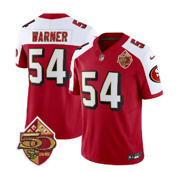 Fred Warner San Francisco 49ers red Throwback jersey