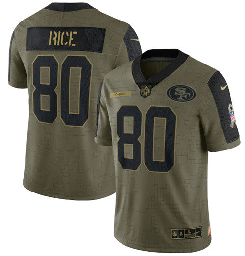 Jerry Rice San Francisco 49ers olive Salute To Service jersey