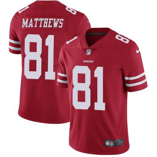 Jordan Matthews San Francisco 49ers red Vapor jersey