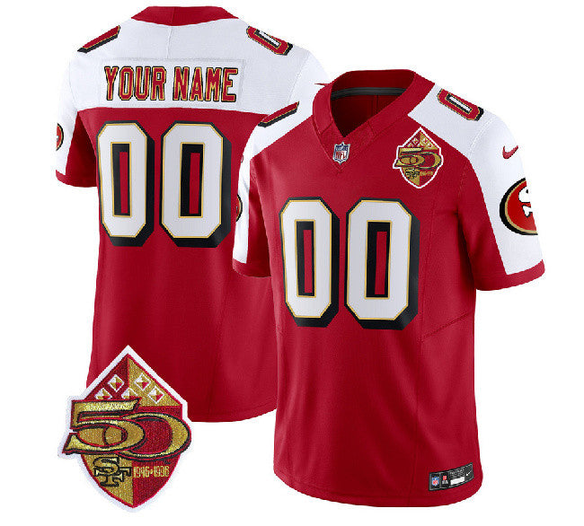 Custom San Francisco 49ers red Throwback jersey