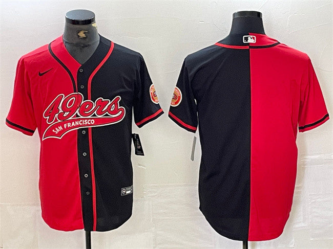 Custom San Francisco 49ers red Split jersey