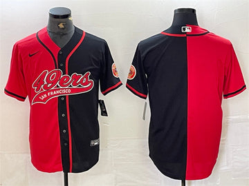 Custom San Francisco 49ers red Split jersey