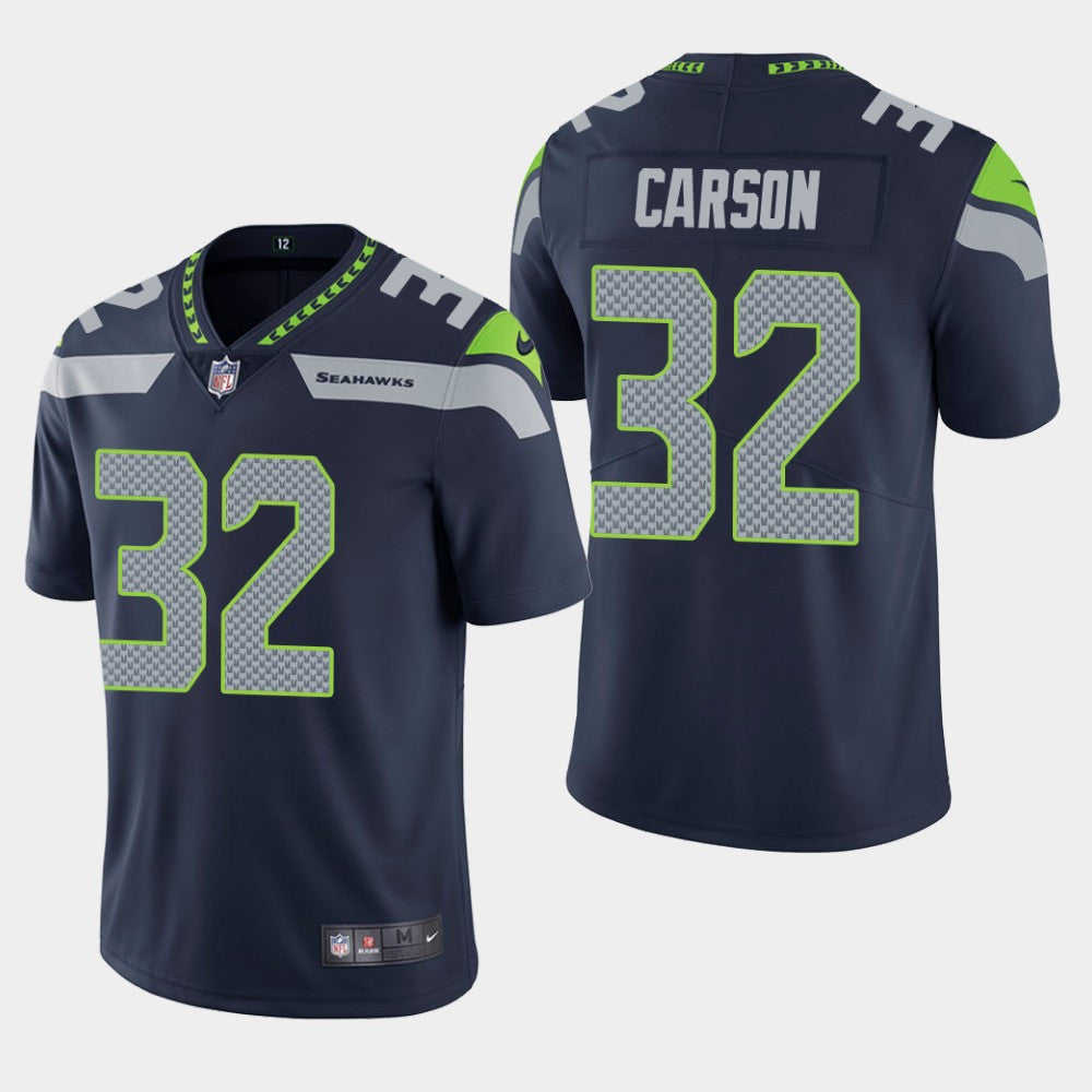 Chris Carson Seattle Seahawks navy Vapor jersey