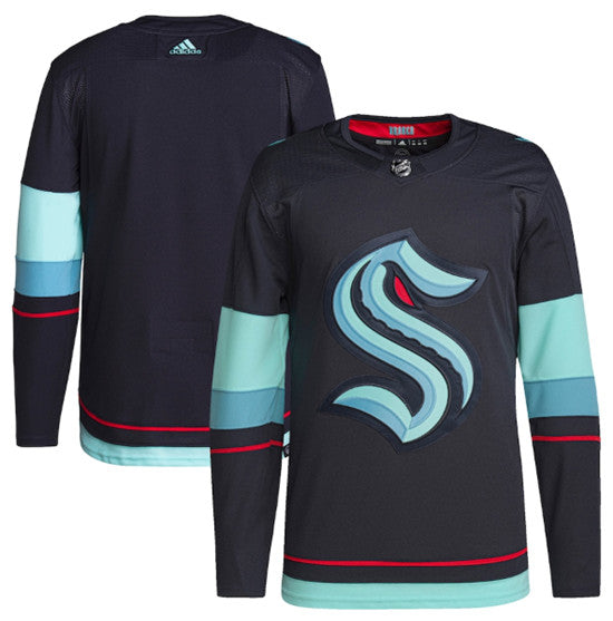 Custom Seattle Kraken navy jersey