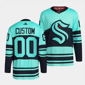 Custom Seattle Kraken blue Reverse Retro jersey