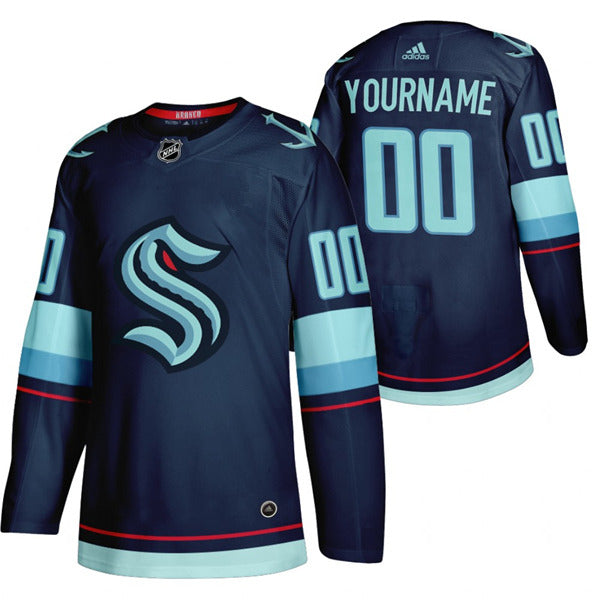 Custom Seattle Kraken navy jersey