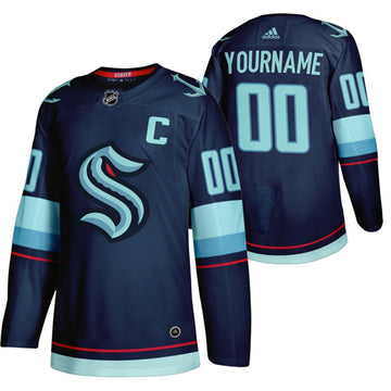 Custom Seattle Kraken navy jersey