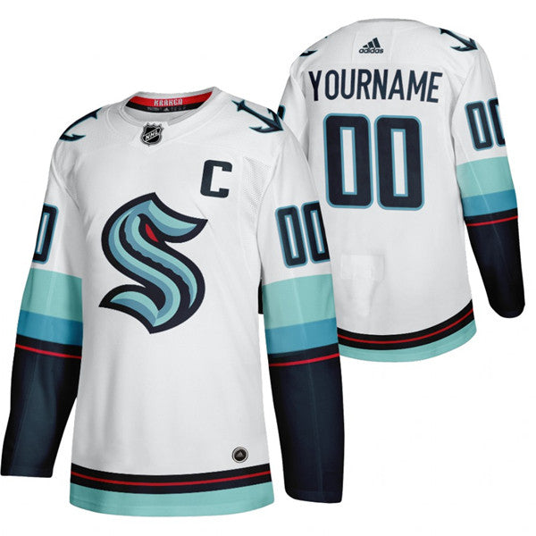 Custom Seattle Kraken white jersey