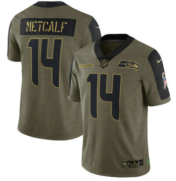 D.K. Metcalf Seattle Seahawks olive Salute To Service jersey