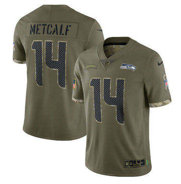 DK Metcalf Seattle Seahawks olive Salute To Service jersey