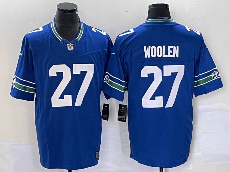 Tariq Woolen Seattle Seahawks blue FUSE jersey
