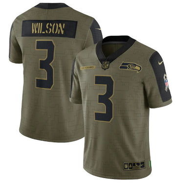 Russell Wilson Seattle Seahawks olive Salute To Service jersey