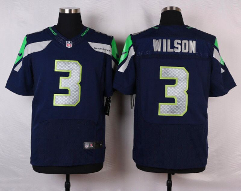 Russell Wilson Seattle Seahawks blue Elite jersey