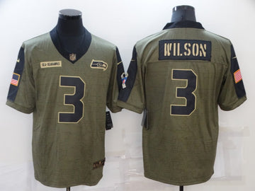 Russell Wilson Seattle Seahawks olive Salute To Service jersey
