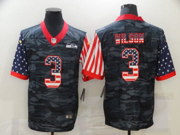 Russell Wilson USA Seattle Seahawks camo Salute To Service jersey