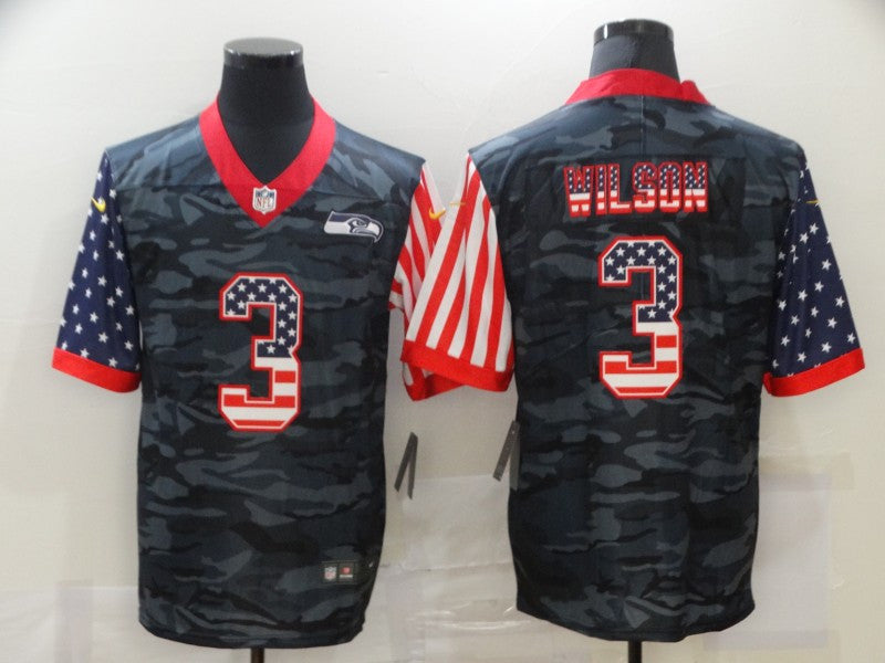 Russell Wilson USA Seattle Seahawks camo Salute To Service jersey