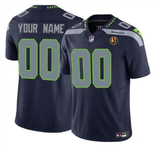 Custom Seattle Seahawks navy Vapor jersey