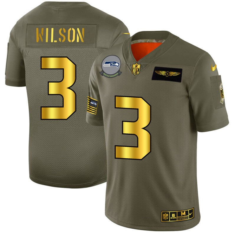 Custom Seattle Seahawks olive Salute To Service jersey