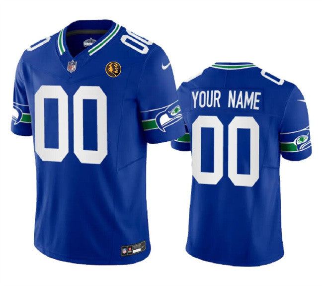 Custom Seattle Seahawks royal Vapor jersey