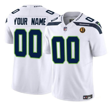 Custom Seattle Seahawks white Vapor jersey