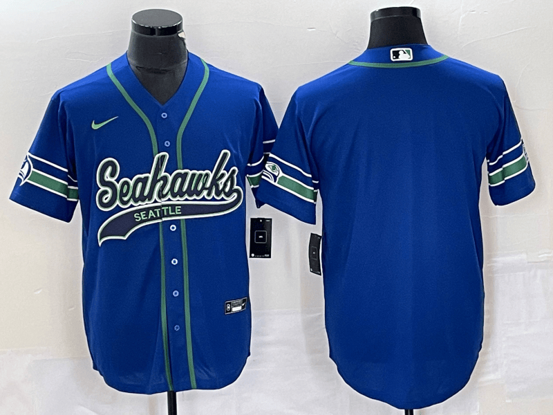 Custom Seattle Seahawks blue jersey