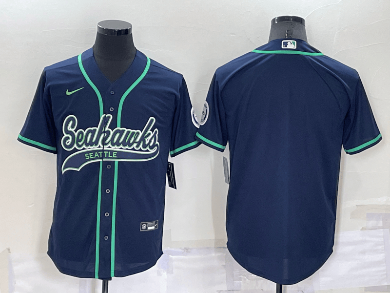 Custom Seattle Seahawks navy jersey