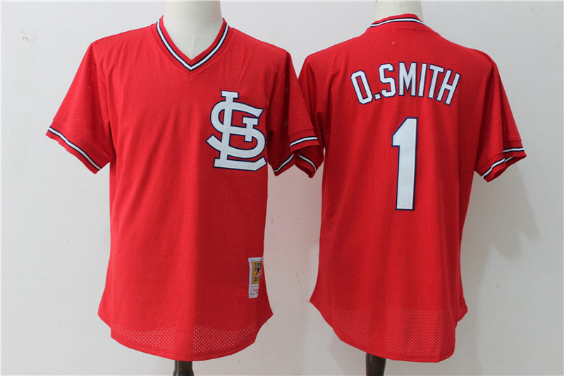 Ozzie Smith Mitchell Ness St. Louis Cardinals red Throwback jersey