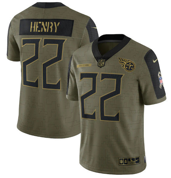 Derrick Henry Tennessee Titans olive Salute To Service jersey