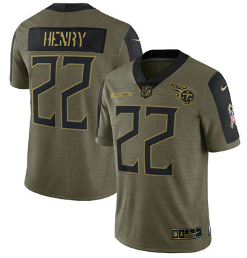 Derrick Henry Tennessee Titans olive Salute To Service jersey