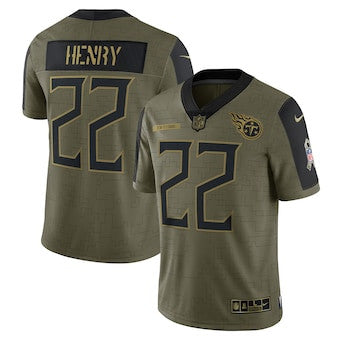 Derrick Henry Tennessee Titans olive Salute To Service jersey
