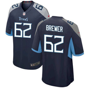 Aaron Brewer Tennessee Titans navy Game jersey