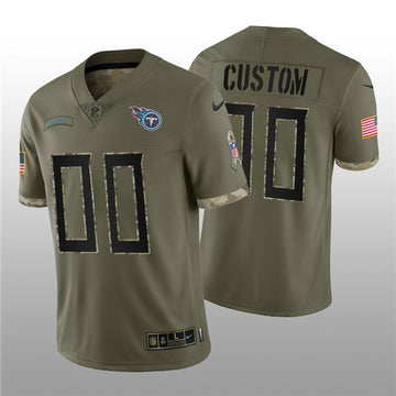 Custom Tennessee Titans olive Salute To Service jersey