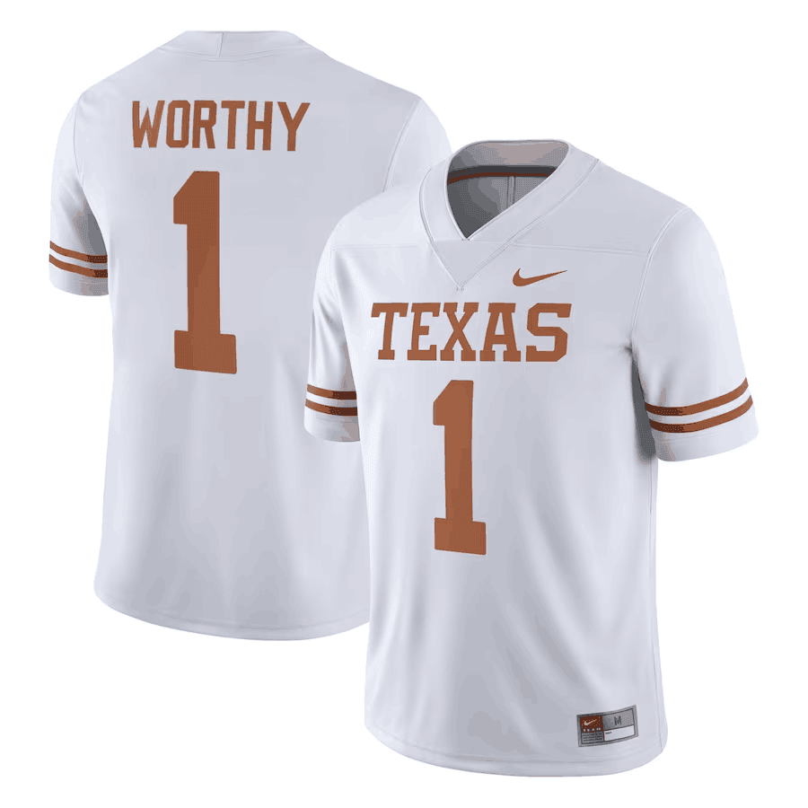 Xavier Worthy Texas Longhorns white jersey