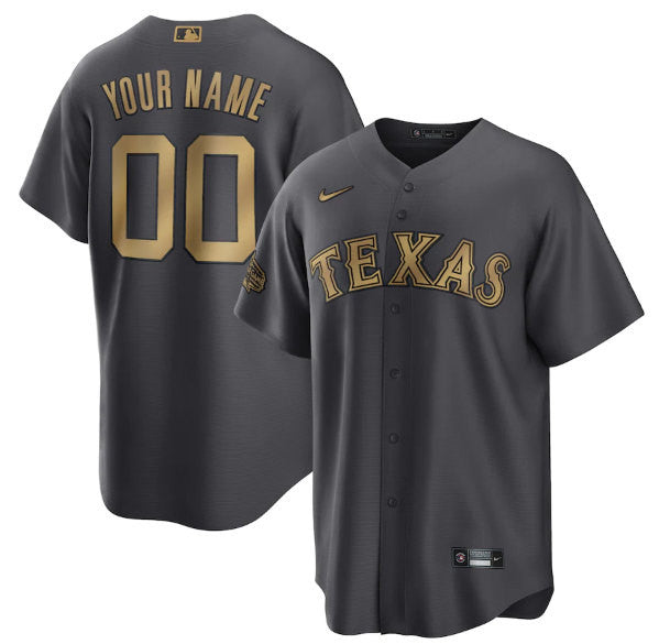 Custom Texas Rangers charcoal All-Star jersey