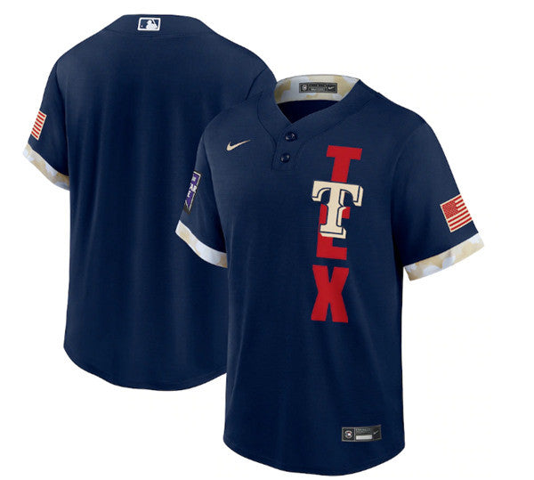 Custom Texas Rangers navy All-Star jersey