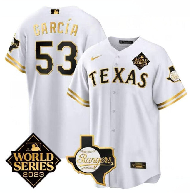 Cowboys Adolis García Texas Rangers white jersey