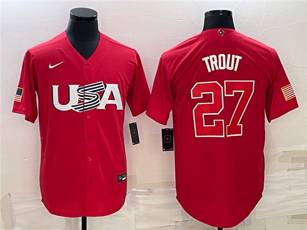 USA Mike Trout USA Baseball red Classic jersey