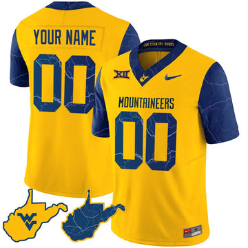 Custom West Virginia Mountaineers gold jersey