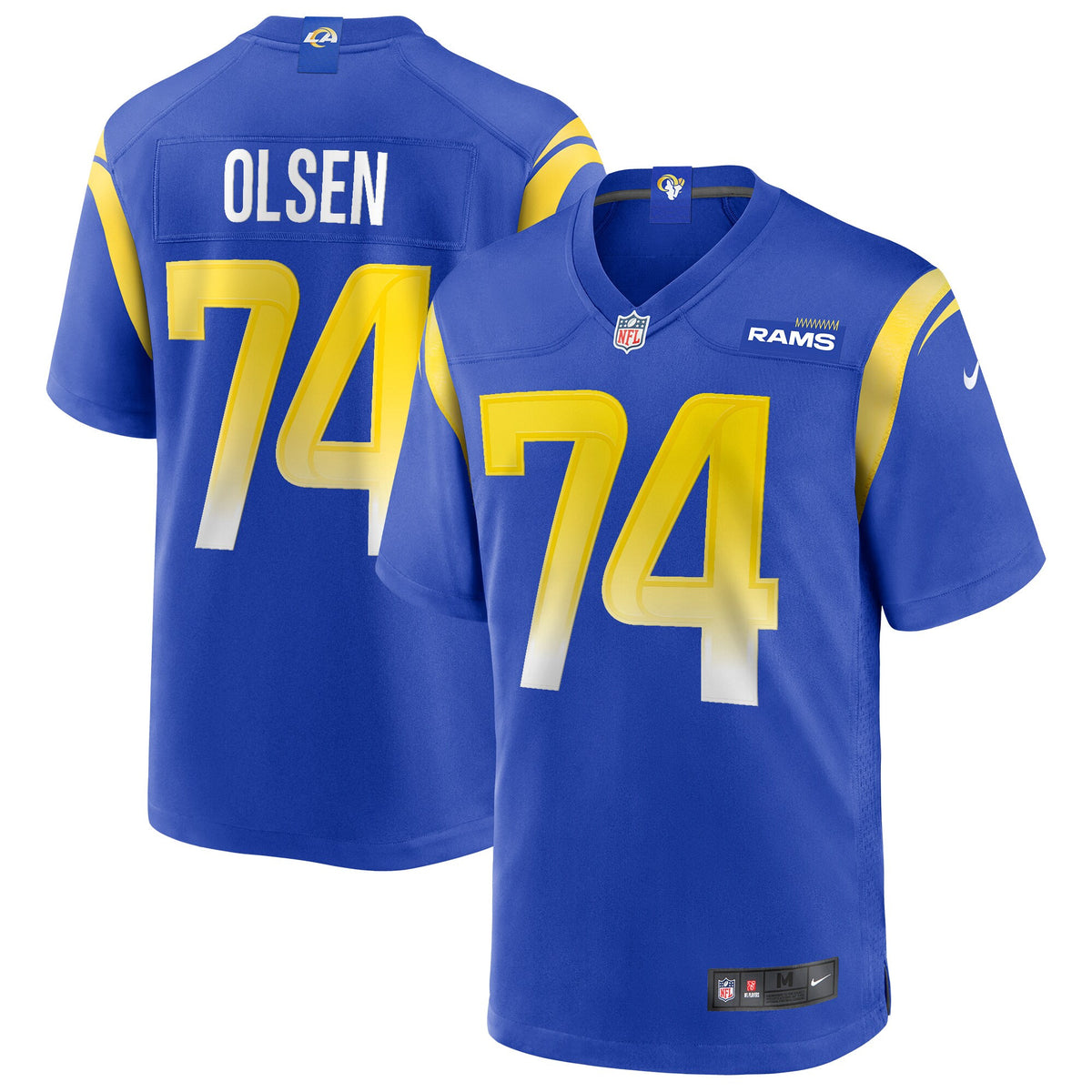 Merlin Olsen Los Angeles Rams royal Game jersey