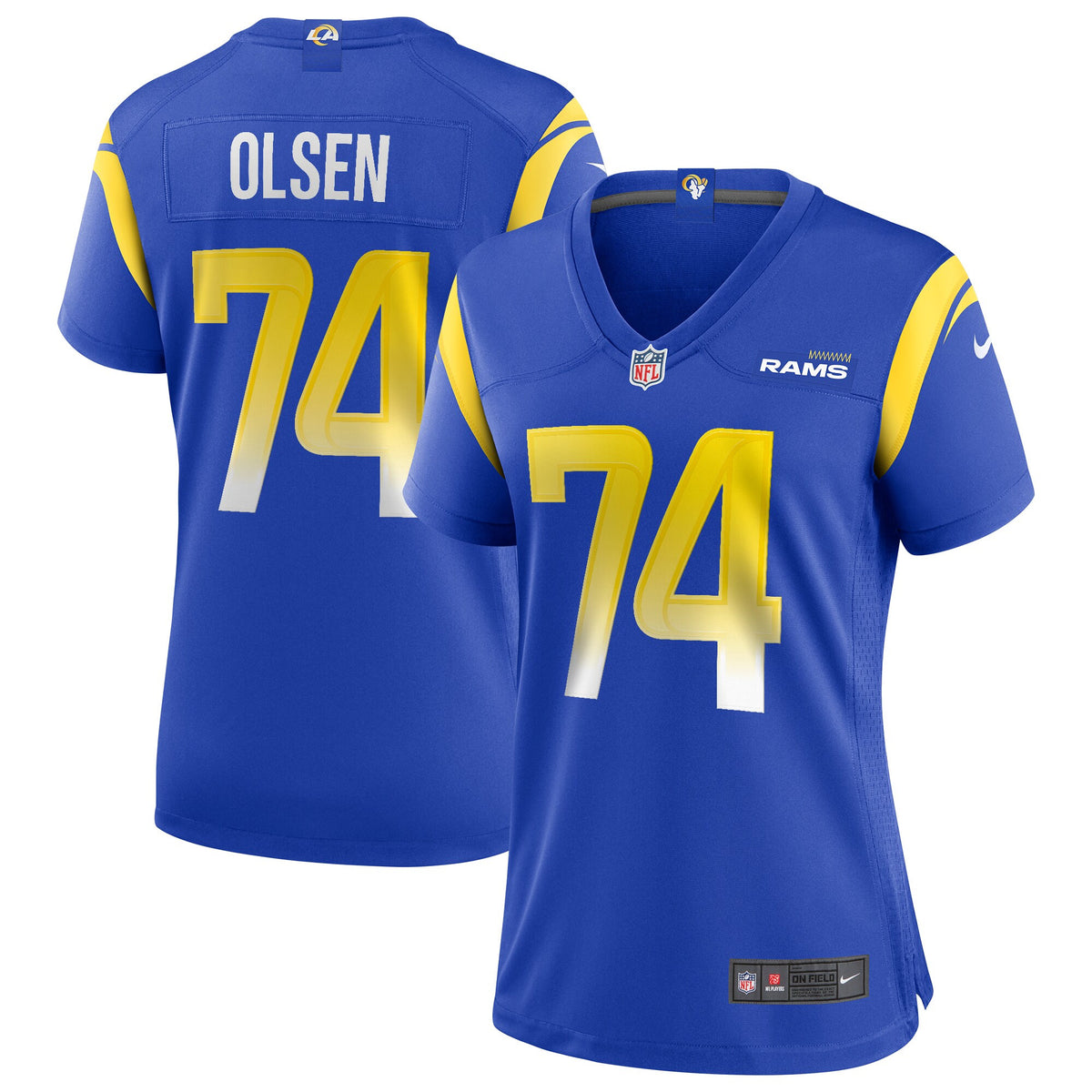 Merlin Olsen Los Angeles Rams royal Game jersey