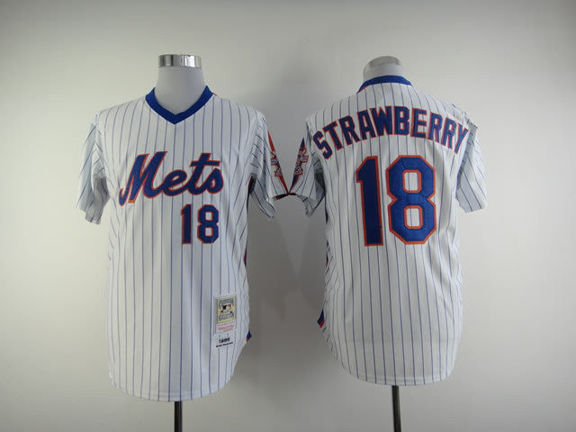 Strawberry White New York Mets blue jersey