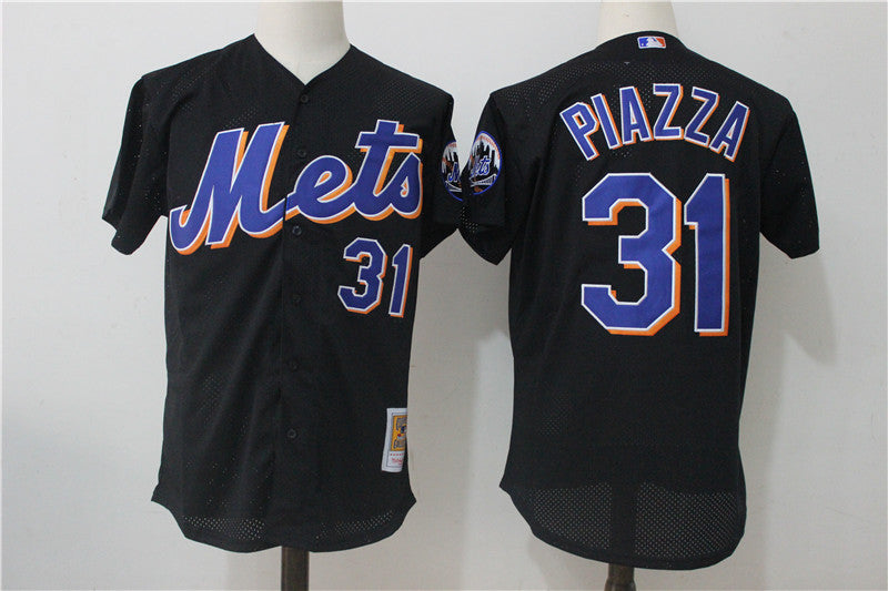 Mike Piazza New York Mets black Cooperstown jersey